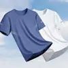 Camiseta de Verano de Seda de Hielo para Hombre Camiseta Holgada de Manga Corta con Cuello Redondo para Hombre Talla Grande Sencilla Versátil de Secado Rápido