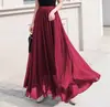 Estación Independiente Comercio Exterior de Amazon Ropa para Mujer Primavera y Verano Europeo y Americano Nuevo Falda Larga de Gasa Color Sólido para Mujer Cintura Alta Gran Oscilación