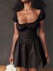 Vestido ajustado sexy de Spice Girl con mangas abullonadas y cuello cuadrado para mujer, estilo europeo y americano, de verano, nuevo, transfronterizo