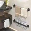Toallero sin Taladrar, Soporte para Toallas de Mano y Toallas de Baño, Estante de Almacenamiento para Baño, Barra de Toalla de una Barra Montada en la Pared