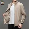 Abrigo polar para hombre, otoño e invierno, forro polar, cárdigan grueso, sudadera de cuello vertical, chaqueta polar holgada de talla grande para mediana edad