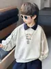 Q091 Camisa Polo para Niños con Bordado de Letra, Top de Primavera y Otoño, Nueva Camisa Polo Infantil Estilo Coreano con Costuras Visibles, Moderna
