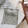Camisola Lisa de Seda de Gelo Feminina Peça Única com Bojo Roupa Externa Esportiva Roupa Íntima de Verão Costas Bonitas Camiseta Base Top