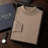 Suéter de Cashmere Gola Alta Reta para Homens, Suéter de Cashmere Liso para Homens, Novo Suéter Versátil de Malha para Primavera, Outono e Inverno