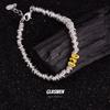 Pulseira de triângulo dourado e círculo prateado requintada de nicho, pulseira de personalidade simples de alta qualidade para mulheres, best-seller, atacado