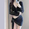Bikini de Gama Alta Separado Conjunto Europeo y Americano de Cuatro Piezas Negro Adelgazante Traje de Baño Transfronterizo Traje de Baño Sexy para Mujer Comercio Exterior Cubre-Cuerpo