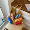 Bolso Tote Tejido de Punto Perezoso con Diseño Único de Comercio Exterior para Mujer, Bolso de Hombro Casual Lindo de Gran Capacidad