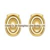 Aço titânio banhado a ouro 18K estilo europeu e americano sólido brincos ovais pequenos moda simples brincos de vento INS E211301