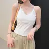 Camisola de Terciopelo a Rayas Retro con Escote en V y Ribete de Encaje Moda Versátil Alto Valor Estilo Juvenil Camiseta sin Mangas