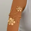Pulsera de Brazo con Flor de Moda Bohemia Transfronteriza Europea y Americana Pulsera de Flor de Metal Ajustable Creativa con Pedrería