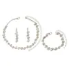 Joyería de Boda 2025 Moda Coreana Accesorios de Novia plata Collar de Diamantes Pendientes Pulsera Anillo Juego de Cuatro Piezas