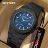 Reloj Creativo Sanda Bicolor 50m Resistente al Agua Calendario Simple Números Árabes Reloj de Cuarzo Unisex Popular Transfronterizo