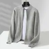 Cárdigan de Lana para Hombre Ropa Exterior Holgada Estilo Coreano Moderno Cuello Alto Otoño e Invierno Nuevo Suéter Chaqueta de Color Sólido para Jóvenes y Adultos de Mediana Edad