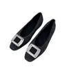 Zapatos Individuales de Mujer con Tacón de 5 cm de Altura, Puntera Cuadrada, Pedrería Gris, para Mujeres Petites, Zapatos Mary Jane de Peluche con Piel, Boca Baja, Otoño/Invierno 2025