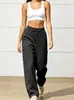 Calça de Moletom Feminina 2026 Outono/Inverno Nova Moda Cruzada Europeia e Americana com Bolso com Cordão Cargo Perna Reta