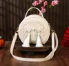 Bolsa Bordada Hecha a Mano DIY Guofeng Nuevo Estilo Chino Versátil Bolsa Redonda Pequeña Bolsa de Material Bolso Cruzado Bolso de Hombro Único para Mujeres