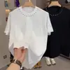 Camiseta Holgada de Manga Corta con Cuello Redondo y Tachuelas, Fresca y Elegante para Hombre, Versátil Top Casual de Moda de Verano para Hombre