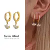 Brincos de roda gigante com perfuração completa e microincrustação de zircônia trevo brincos femininos aço inoxidável banho PVD cor dourada 18K brincos de retenção de cor