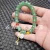 Pulsera de eslabones verdes secos de jade Pulsera de jade blanco de Xinjiang y jade dorado pulsera de ágata cuentas de cielo pulsera de seis eslabones pulsera de mano