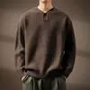 Suéter de Otoño Invierno 2026 para Hombre con Media Botonadura Retro Holgado Cómodo Moda Suave Jersey de Punto