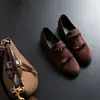 Edição em Couro de Vaca Couro Genuíno Estilo Coreano Laço Duplo Sapatos Pequenos de Couro Feminino Salto Bloco Bico Redondo Loafers de Calçar Sapatos Únicos para o Trabalho