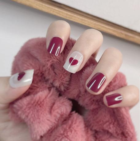 LF143酒红小爱心【胶水款】