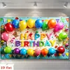 Telón de Fondo de Cumpleaños Nuevo Estilo Transfronterizo Poliéster Accesorios de Fiesta Decoración de Escena con Globos Banner de Cumpleaños Tapiz Colgante