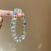 Pulsera de Corazón de Cristal de Colores y Mariposa, Pulsera Exquisita de Lujo Ligero de Nicho de Alta Gama, Joyería de Moda Versátil y Elegante para Mujeres