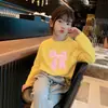 H2242# ropa de primavera y otoño para niños de manga larga, nuevo estilo occidental para niñas, camiseta básica de cuello redondo con dibujos animados para bebé, moda