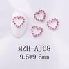 Joyería de uñas con forma de corazón hueco de aleación con diamantes de imitación rojos y rosas para San Valentín. Accesorios de joyería para uñas con forma de corazón.