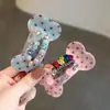 Pinza para el pelo de estilo coreano, dulce y linda, de lunares y hueso, pinza de cocodrilo con cristales brillantes y flores, para peinados de media coleta en la parte trasera de la cabeza, fácil de usar