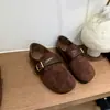 Sapatos Birkenstock femininos retrô tudo incluído, nova coleção de outono, mocassins de calçar, sapatilhas Mary Jane marrons