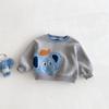 Sem Devoluções ou TrocasMoletom de Fleece Infantil com Apliques de Desenho Animado para Meninos, Pulôver Estiloso para o Inverno