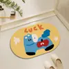 Alfombrilla absorbente de tierra de diatomeas dura de dibujos animados personalizada, alfombrilla de pie de secado rápido para baño, alfombrilla de pie antideslizante para entrada de baño y inodoro