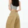 Caqui 2025 Primavera/Verano Nuevos Pantalones Anchos Adelgazantes Versátiles Curvados Tipo Plátano Pantalones Guadaña Pantalones Caqui