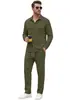 Conjunto de dos piezas casual deportivo para hombre de Amazon europeo y americano transfronterizo, chaqueta sencilla con solapa y bolsillo con botones, conjunto de pantalones de pierna recta