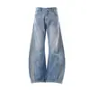 Ropa de Hombre Jiayiku 2025 Otoño Nuevo Retro Americano Rayado Jeans Lavados Pantalones de Pierna Ancha Scimitar para Hombre y Mujer
