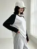 Camiseta de Manga Larga para Mujer Tallas Grandes, Diseño de Bloques de Color de Moda Otoño e Invierno, Corte Holgado, Top de Cuello Redondo para Mujeres con Curvas
