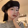Boina Oitavada Metálica Doce Estilo Outono/Inverno para Mulheres, Chapéu Boina Painter Newsboy Moda Retro Coreana Celeb da Internet