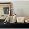 Bolso Cubo de Nicho Estilo Coreano para Mujer Nuevo Modelo 2026 con Acabado de Alta Gama, Bolso de Mano Sencillo con Patrón de Lichi, Bolso de Hombro y Cruzado de Lujo Ligero