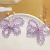 Estilo Pastoral Flor de Pérola Fofa Seda Torcida Cristal Borboleta DIY Feito à Mão Clipe Lateral Acessórios de Cabelo Adorno de Cabeça Sapatos Acessórios de Flor