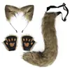 Popular Faixa de Cabeça com Orelhas de Animal Feita à Mão para Halloween Cosplay Traje de Gato Artificial Luvas Sem Dedos com Garras de Animal Acessórios de Cosplay