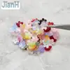 Miçangas de Vidro Gradiente Flor de Cerejeira de Alta Transparência, Formato de Flor de Cinco Pétalas Multicolorido, Pulseira DIY Feita à Mão, Colar, Joias, Acessórios para Miçangas