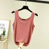 Camisole de Modal Lisa Sem Mangas para Verão Feminina, Top Simples Versátil de Gola U com Corte Justo