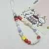 Lanyard de Cámara Ccd Gato con Perlas de Cerámica de Gama Alta Color Amarillo Crema Coreano Casero Colgante para Funda de Teléfono Móvil I