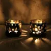 Serie Navideña Candeleros de Hierro Huecos Rectos Estilo Europeo Decoraciones Creativas de Atmósfera Festiva y Adornos Artesanales