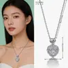 Corrente para clavícula em aço titânio com zircônia em formato de coração, estilo doce e feminino, não desbota, cheia de diamantes, acessório de colar gentil e versátil para mulheres no verão