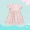 Vestido de Niña con Mangas Abullonadas, Vestido Floral Delgado de Verano para Niños Mayores, Vestido de Manga Corta para Niñas Pequeñas, Vestido de Princesa
