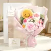 Ramo de hilo de ganchillo hecho a mano de tulipanes transfronterizo, flores de cosmos tejidas, rosas artificiales, regalo de recuerdo para el Día de San Valentín