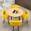 Mesa de Comedor Moderna Sencilla para Apartamentos Pequeños, Juego de Mesa y Sillas de Comedor para el Hogar, Combinación de Mesa y Sillas para Reuniones, Mesa Redonda para Sala de Estar, Sillas de Comedor Completamente Plegables